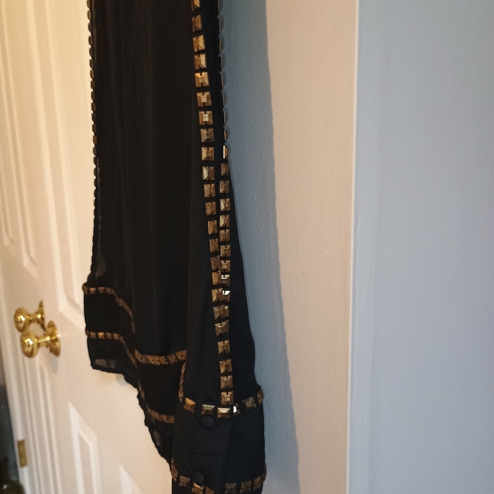Rock & Republic Black Studded Open Side Sleeveless Top Sz S Gold Square Beads... - Picture 10 of 14